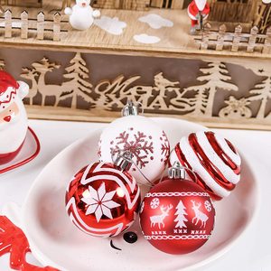 Nuevas Bolas de Navidad de Plástico de Alta Calidad de 6 cm, Adorno Colgante con Copos de Nieve Rojos y Blancos, Impresión Digital de 4 Colores para Fiestas - Product Image 4