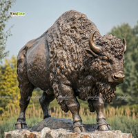 Estatua de Bisonte Americano de Bronce en Venta, Escultura de Fauna Silvestre Personalizada para Rancho