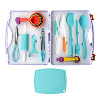 Ensemble de cuisine en silicone pour enfants de 21 pièces, outils de cuisine, éducation précoce des enfants, pâtisserie, décoration de gâteaux avec boîte de rangement
