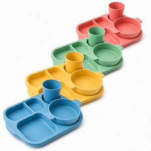 Ensemble de boîtes à lunch Younis en plastique à compartiments, 6 pièces, compatibles micro-ondes, vaisselle moderne et minimaliste pour étudiants, assiette et bol à lunch - Product Image 1