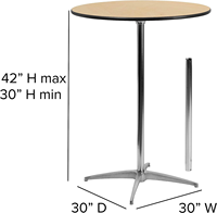 Table de cocktail haute moderne, ronde, en bois et métal, pliable, durable, pour les fêtes en plein air, les événements, les parcs, les bars à domicile, la salle à manger, l'hôtel