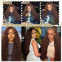 Pelucas de Cabello Humano con Ondas Profundas y Frente de Encaje, Densidad 250, Peluca Frontal HD con Cabello Humano Rizado Pre-Arrancado para Mujeres Negras