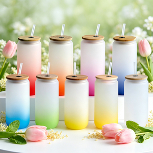 Bulk Sublimation Glass Cup Blanks Frosted Clear Mason Jar <b>Beer</b> Mug Can Tumbler Bamboo Lid Straw DIY Custom Print Party Drinkware - Product Image 1