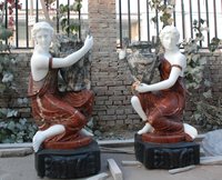 Sculpture en marbre grandeur nature Statues de dame avec pots de fleurs