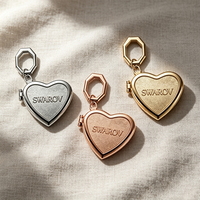 Miroir compact en alliage de zinc en forme de cœur, porte-clés, logo personnalisé en relief, mini miroir de maquillage de poche, cadre photo, médaillon, cadeau