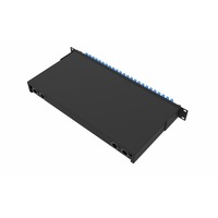 Panel Patch Splitter PLC Serat Optik Hitam 144 Port, Adaptor LC Tahan Air 1U 2U 19-Inci ODF Kepadatan Tinggi, Garansi 30 Tahun
