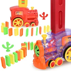 Train de dominos pour enfants, jeu de voiture, lumière sonore, pose automatique, briques dominos colorées, jeu éducatif, jouet, cadeau