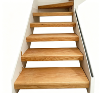 Marchepied d'escalier en chêne rouge EFS-8070MR2, le plus vendu, écologique, durable, personnalisable, en bois massif, à double chanfreinage, pour escalier haut de gamme