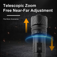 Lampe torche LED zoomable en alliage d'aluminium avec affichage numérique de la puissance, étanche IP65, batterie externe d'urgence, torche d'extérieur
