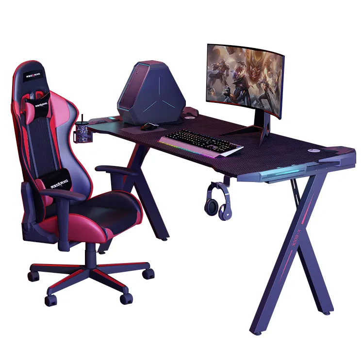 Bureau de jeu de style PC avec table de jeu de course à lumière RVB rapide tactile vente en gros