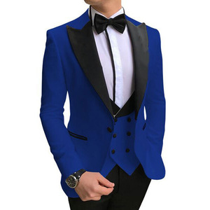 <span class=keywords><strong>Traje</strong></span> de esmoquin de satén de 3 piezas para hombre, personalizado de fábrica, azul real, con blazer, chaleco y pantalón, formal para novio, boda, graduación, fiesta de noche - Product Image 3
