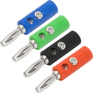 CX-02 High Quality Banana Connectors Copper Quick Connect 4MM Banana Plug with Red Black Green Yellow for Audio Jack Speaker