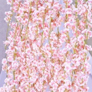 ดอกซากุระประดิษฐ์ พลาสติก ผ้าไหม สีชมพูอ่อน สีแดงกุหลาบ สีขาว สีแชมเปญ ของตกแต่งบ้าน กิ่งเดี่ยว - Product Image 1