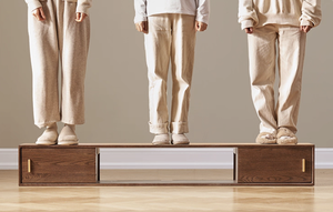 H7082 פשוט סלון מודרני מודרני עץ אלון קיר רכוב טלוויזיה לעמוד - Product Image 4