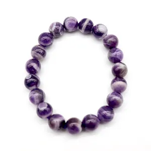 Pure natural high quality dream amethyst stone polished crystal beads processing dream amethyst charm bracelet for sale