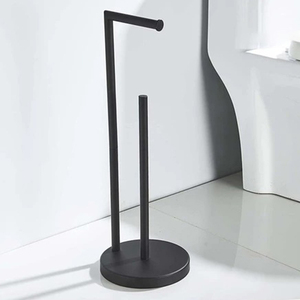 Porte-papier toilette en acier inoxydable sur pied, <span class=keywords><strong>support</strong></span> doré pour rouleaux de papier toilette avec base lestée - Product Image 3