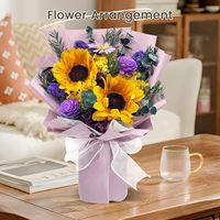 Bouquet de tournesols préservés avec boîte - Livraison Prime le lendemain pour anniversaire, fête des Mères, maman, épouse, grand-mère, amis, cadeau