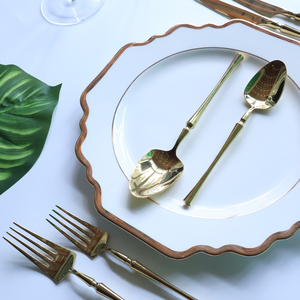 Wholesale Reusable Custom Luxury Wedding Spoon Fork Stainless Steel Golden Cutlery Flatware Sets - Product Image 2
