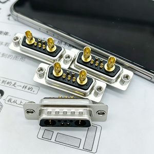 Conector D-<span class=keywords><strong>Sub</strong></span> de 7W2 para Montaje en Panel, Tuercas Remachadas, Cableado con <span class=keywords><strong>Copa</strong></span> de Soldadura, 10/<span class=keywords><strong>20</strong></span>/30/40A, Pines Macho y Hembra de 5+2 Chapados en Oro Mecanizado - Product Image 6