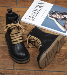 Nouvelles bottes en cuir pour enfants, garçons et filles, chaussures décontractées à lacets, chaussures d'étudiant, bottes à la mode pour bébés et enfants, bottes à la cheville pour l'automne - Product Image 5
