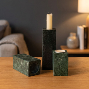 Ensemble de 3 porte-bougies en marbre vert naturel, élégants supports décoratifs pour bougies, décoration de la maison, centre de table, cadeau - Product Image 4