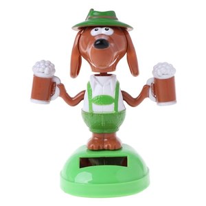 Car Interior Office Desk Decoration Cute Animals Small Beer Dog Solar Powered Dancing Toy