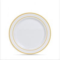 Ensemble de vaisselle jetable de 7 et 10 pouces, directement de l'usine, avec assiettes en plastique à bord doré, modèle 007, style américain ; qualité alimentaire