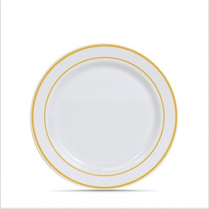 Juego de Vajilla Desechable de 7 y 10 Pulgadas Directo de Fábrica con Platos de Plástico con Borde Dorado Modelo 007 Estilo Americano; Apto para Alimentos - Product Image 5