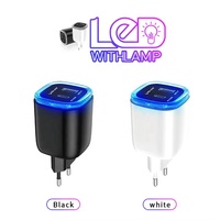 Personnalisable UK EU US Plug 20W 5V-3A Dual Port 1 Usb-A 1 Type-1 Chargeur de téléphone Adaptateur de voyage avec voyant de charge LED