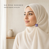 Agrafes magnétiques plates anti-fuite de lumière pour hijab, sans accroc, réglables, sans trou, en acrylique, carrées, pour foulard musulman, hijab, châle