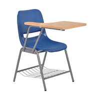 Chaise de formation professionnelle moderne pliable avec cadre en acier creux élargi et tableau d'écriture