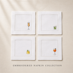 Serviettes de cocktail brodées carrées en coton, décoration de table faite à la main, style classique, acceptation de commandes personnalisées - Product Image 4