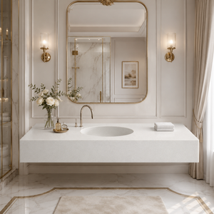 Poulars - Lavabo de Pedestal de Piedra Natural de Lujo para Montar en la Pared, Lavabo de Mármol Statuario Bianco - Product Image 6
