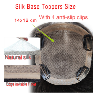 14x16cm シルクベース ファインバージンヨーロピアンレミーヘア トゥピー 女性用 シルクトップ 人毛ヘアピース ナチュラルブラック 人毛 - Product Image 2