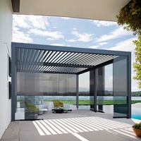 Gazebo en aluminium moderne de haute qualité Pergola Terrasse Pavillon Toit à persiennes motorisé Véranda de patio électrique Tissu intégré