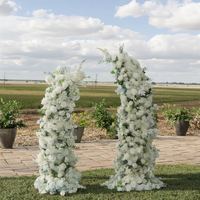 Usine Saint-Valentin Vente en gros Personnalisé Artificielle Blanc Soie Scène Fleur Arche De Mariage Décor Floral et Graduation Corne Arc Fleur