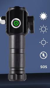 Lampe torche tactique multifonctionnelle à 3 LED avec marteau de sécurité et <span class=keywords><strong>coupe</strong></span>-ceinture de sécurité rechargeable pour les situations d'urgence en voiture - Product Image 6