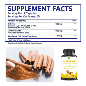 Cápsulas de Extracto de Berberina Hcl de Marca Privada, Extracto de Canela de Ceilán y Pimienta Negra para Reforzar el Sistema Inmunitario, Píldoras de Berberina - Product Image 2
