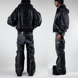 Produttore OEM di Abbigliamento Personalizzato, Set Giacca in Pelle da Camionista e <span class=keywords><strong>Pantaloni</strong></span> a Zampa d'Elefante, <span class=keywords><strong>Tuta</strong></span> in Pelle da Uomo - Product Image 3