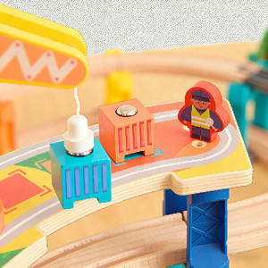 UDEAS Ensemble de petits avions de train en bois multi-scènes pour les tout-petits et les enfants de 4 à 7 ans - Product Image 2