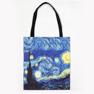 Eco Friendly Custom Full Printing Cotton <b>Canvas</b> <b>Shopper</b> Tote Bags with Lining Inner Pocket Portable All Seasons Fashion - Product Image 4