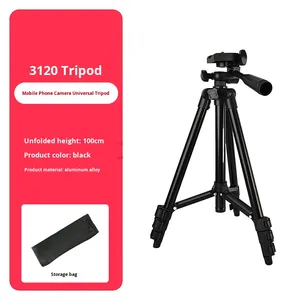Trépied en alliage d'aluminium pour projecteur, <span class=keywords><strong>support</strong></span> de téléphone portable pour diffusion en direct, 3 sections, <span class=keywords><strong>support</strong></span> pour <span class=keywords><strong>appareil</strong></span> <span class=keywords><strong>photo</strong></span> reflex numérique, extensible jusqu'à 1680 mm, pliable, anti-bulles - Product Image 1