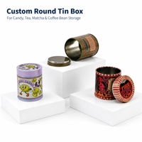 Boîte en étain ronde personnalisée, boîte cylindrique pour bonbons, boîte en métal pour thé, boîte de rangement pour matcha, grains de café, petit emballage