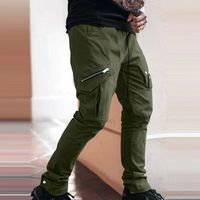 Pantalons cargo slim pour homme 2026, avec plusieurs poches, logo privé, fermeture éclair longue, pantalons empilés