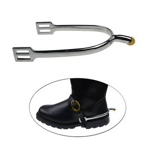 Zinken legering paardensporen met koperen roevel, mannenmaat, nek lengte 20 mm, zilverkleurig, verkocht per paar SP6107ZMR - Product Image 2