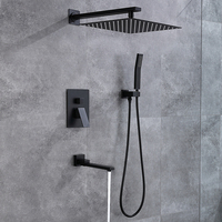 Système de douche et de bain populaire pour salle de bain, mitigeur noir en laiton, ensemble de robinetterie de douche encastrée