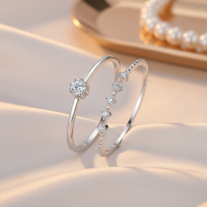 Anillos <span class=keywords><strong>de</strong></span> Pareja Minimalistas <span class=keywords><strong>de</strong></span> Plata <span class=keywords><strong>de</strong></span> Ley 925 con Baño <span class=keywords><strong>de</strong></span> Oro Blanco, Microincrustaciones <span class=keywords><strong>de</strong></span> Moissanita <span class=keywords><strong>de</strong></span> 0.1CT VVS1 Color D - Product Image 5