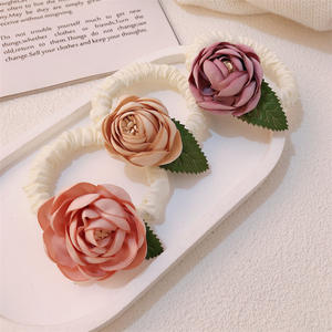 Bandeau fleur rétro haut de gamme Rose élastique <span class=keywords><strong>cheveux</strong></span> cravate Net célébrité Photo haute queue de cheval fleur forme bandeau - Product Image 6