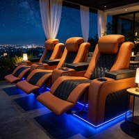 Canapé inclinable électrique orange et noir pour salon, mobilier de cinéma maison avec porte-gobelets et repose-pieds