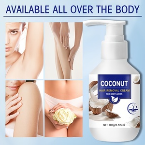 Crème dépilatoire à base de plantes de noix de coco pour femmes 100G 8 minutes Dépilatoire rapide Parfum frais de noix de coco Visage Corps Tous types de peau Apaisante - Product Image 3